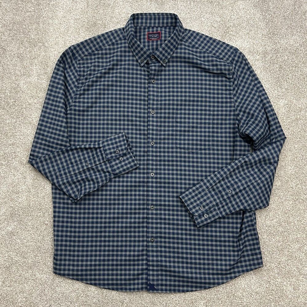 Untuckit Men's Size 2XL‎ Bergstorm Button Front Long Sleeve Flannel Shirt Plaid